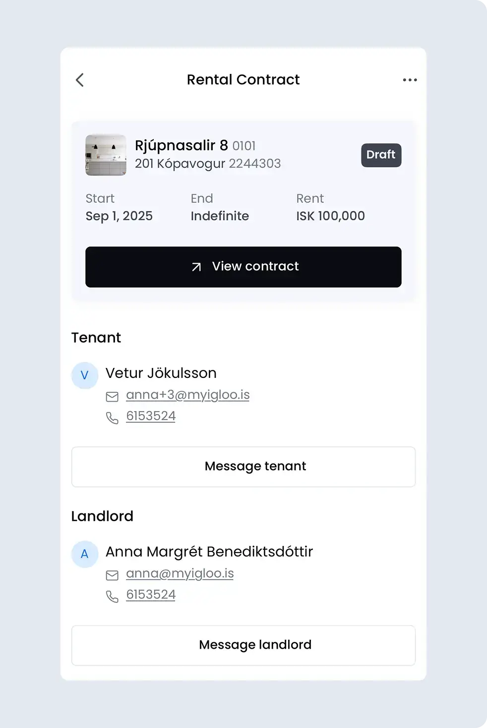 Skrifa undir leigusamning